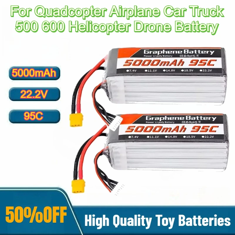 6S Lipo Battery 22.2V 5000Mah - Batteria Lipo 95C 22.2V 6S 5000mAh