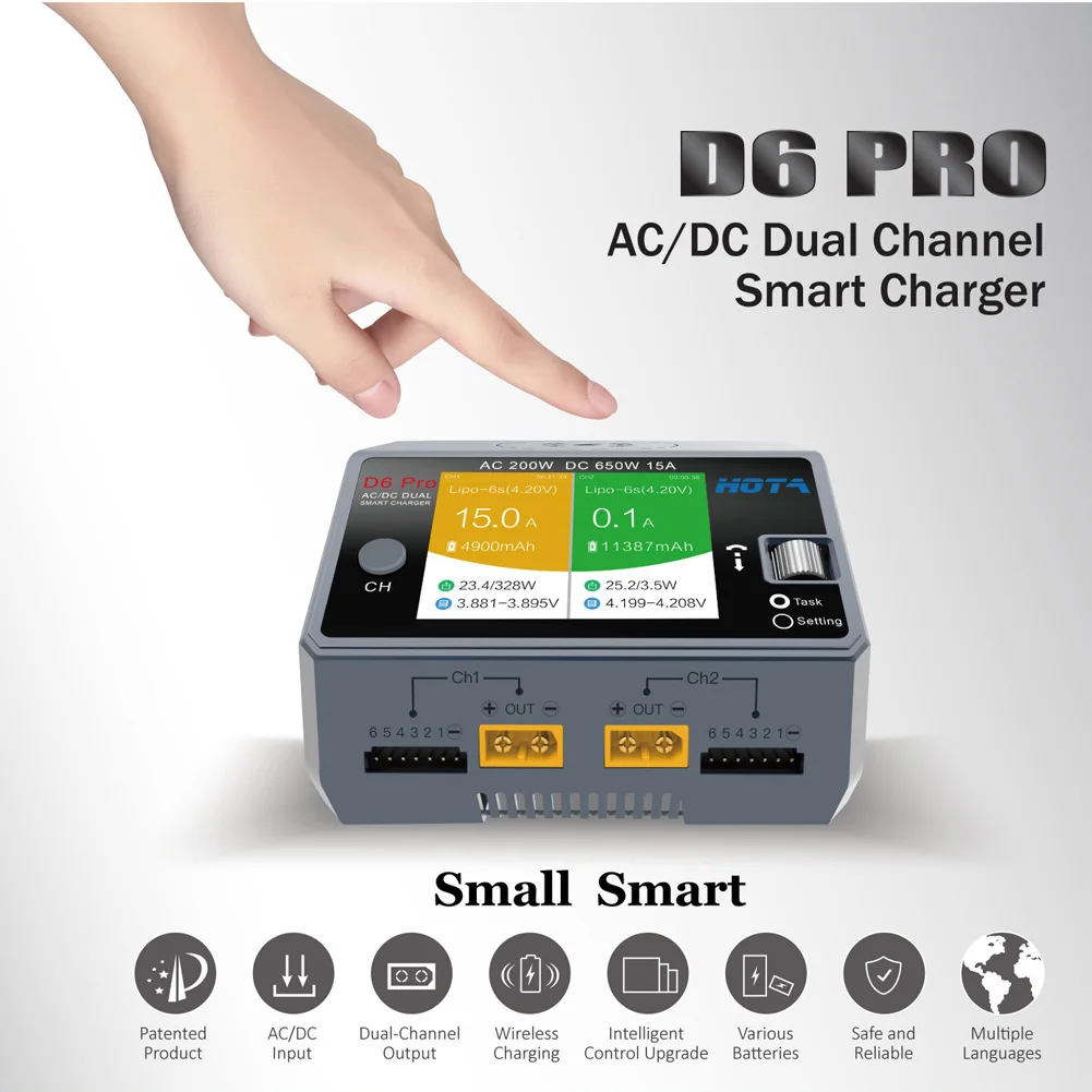 HOTA D6 Pro AC 200w DC 2x325w  - Hota D6 Pro Dual Lipo Charger recensione e prezzo
